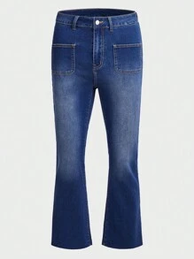 GENTILAND 男士雙口袋牛仔喇叭褲 - 深色水洗藍 - 查看 4