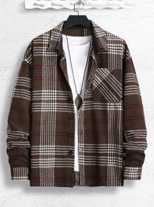 Manfinity Homme 男士格紋印花口袋貼布襯衫式夾克 - 彩色 - 查看 3