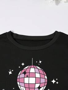 SHEIN Unity 大碼骷髅圖案加絨內裏運動衫 - 黑色 - 查看 3