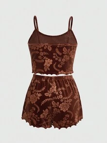 ROMWE Goth 印花木耳邊睡衣套裝 - 彩色 - 查看 2