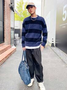 Claim Dot Uomo Maglione colorblock spalle cadenti - Blu reale - Visualizzare 6