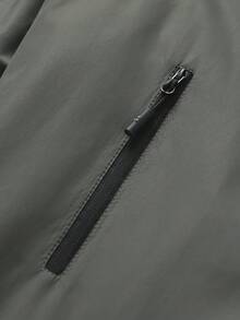 Manfinity Homme 男裝鬆身帶束帽拉鍊外套 - 綠色 - 查看 5