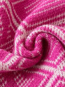 Celure Plus Geo Pattern Sweater Dress - Multicolor - View 5