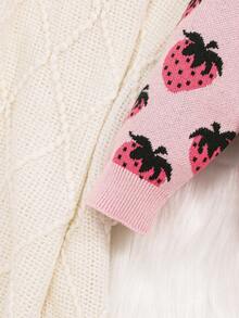 SHEIN 女嬰草莓圖案套頭毛衣 - 粉色 - 查看 3