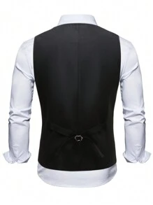 Manfinity Mode 男士大码素色西裝外套&西裝褲 - 黑色 - 查看 5