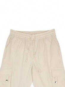 Manfinity Homme 男士蓋袋側面貨物褲 - 杏色 - 查看 4