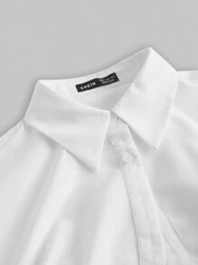 SHEIN MOD Áo crop top cài khuy phía trước - trắng - Xem 3