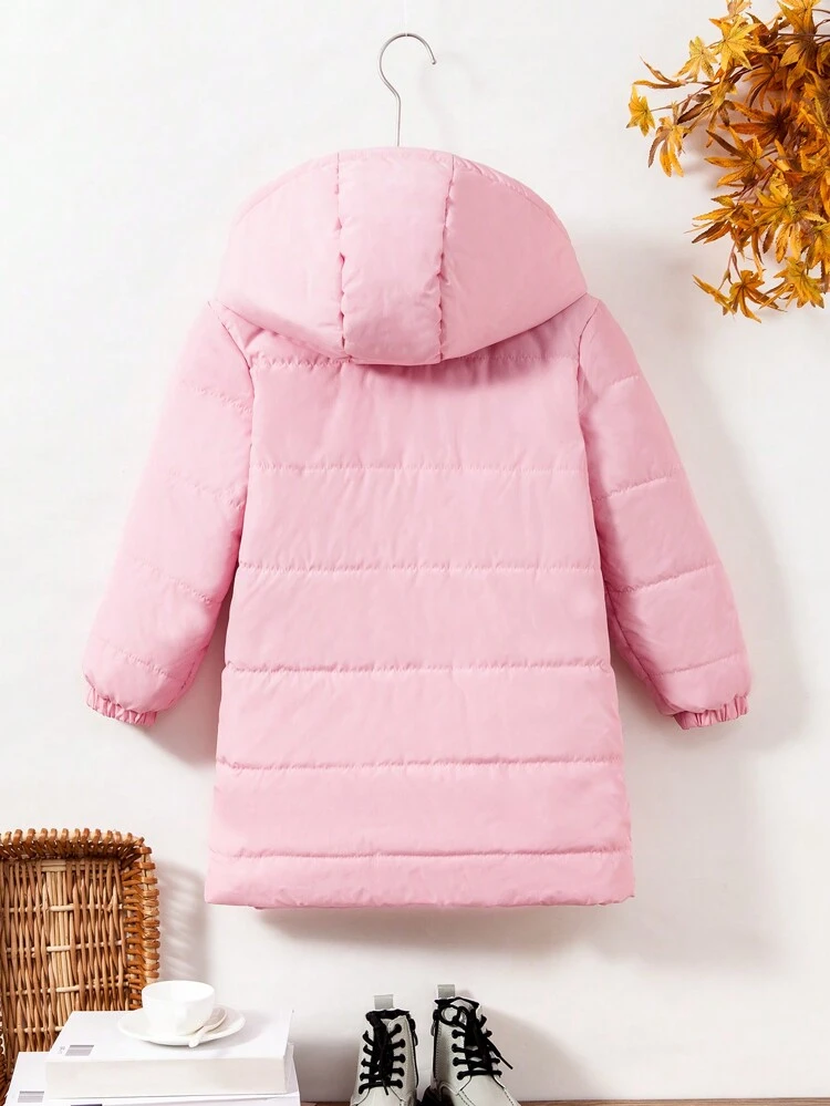 Tween Girl Zip Up Hooded Padded Coat With Gloves