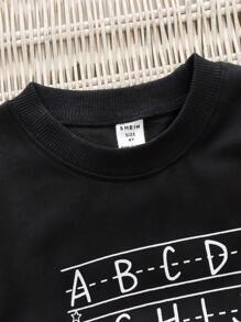 SHEIN Young Boy Letter Graphic Sweatshirt - Black - View 5