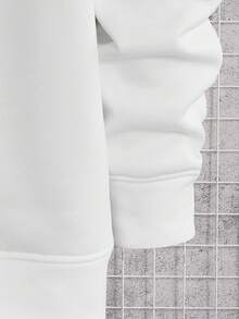 Manfinity EMRG Sudadera De Hombre Con Cuello Redondo Y Estampado De Alas - Blanco - Ver 3