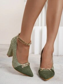 Women's High-heeled Shoes - Mint Green - View 3