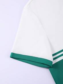 Manfinity Homme Men Letter Graphic Two Tone Contrast Trim Tee - Green - View 5