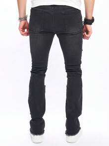 Manfinity EMRG Men Ripped Frayed Skinny Jeans - Black - View 2
