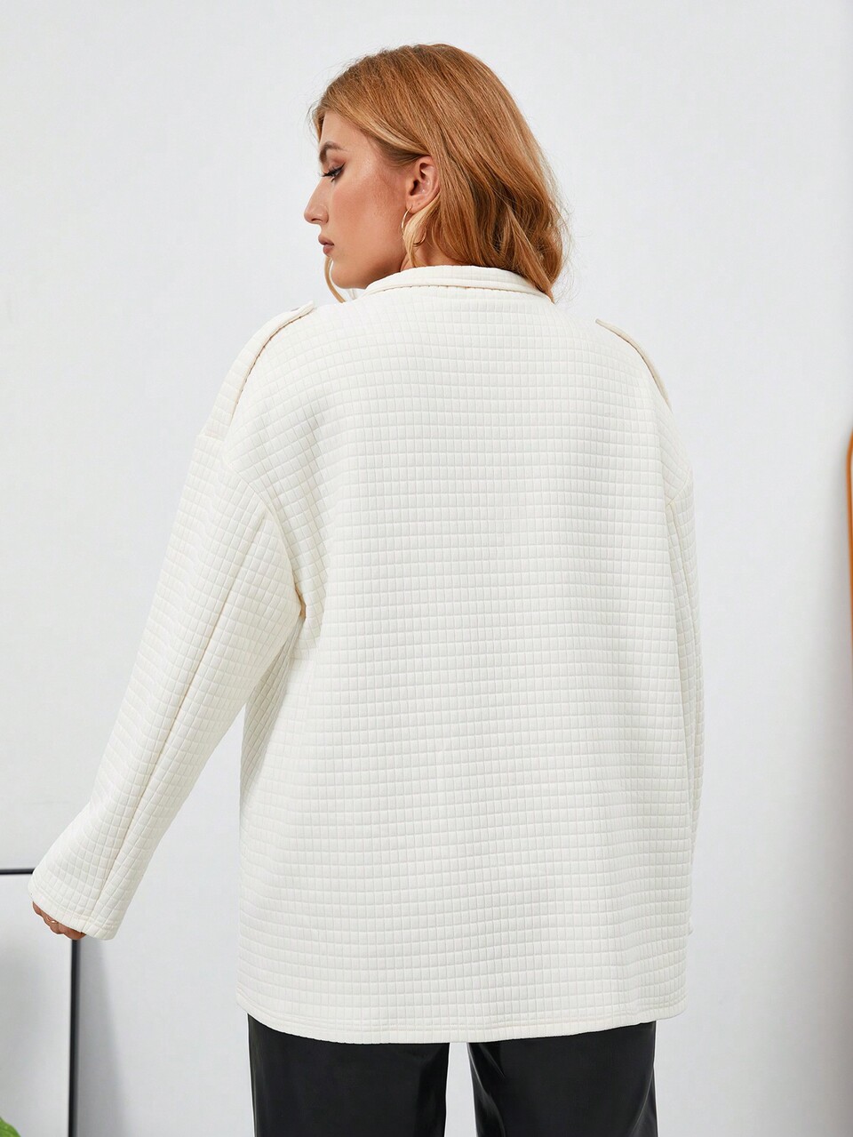 Plus Flap Pocket Drop Shoulder Zip Up Drop Shoulder Coat Fall/Winter