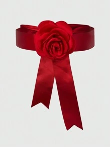 ROMWE Goth 1 chiếc thắt lưng trang trí hoa dành cho nữ - Đỏ - Xem 2