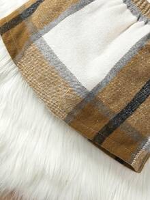 女嬰格紋印花襯衫&半身裙無毛衣 - 棕色 - 查看 5