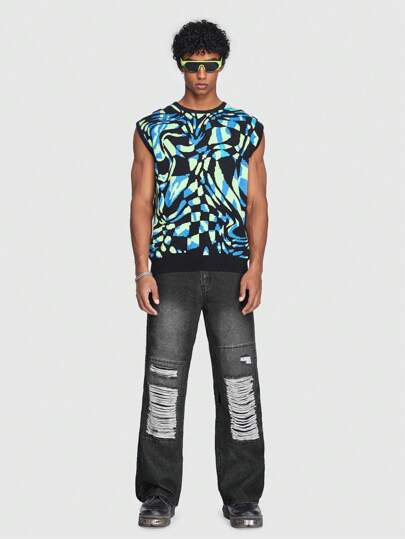 Street Life Hombres Jeans de pierna recta desgarro