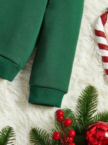 Baby Girl Christmas Print Sweatshirt - Green - View 3
