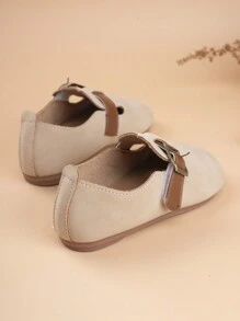 兒童英倫風格pu皮柔軟豆鞋男女適用 - 米色 - 查看 3