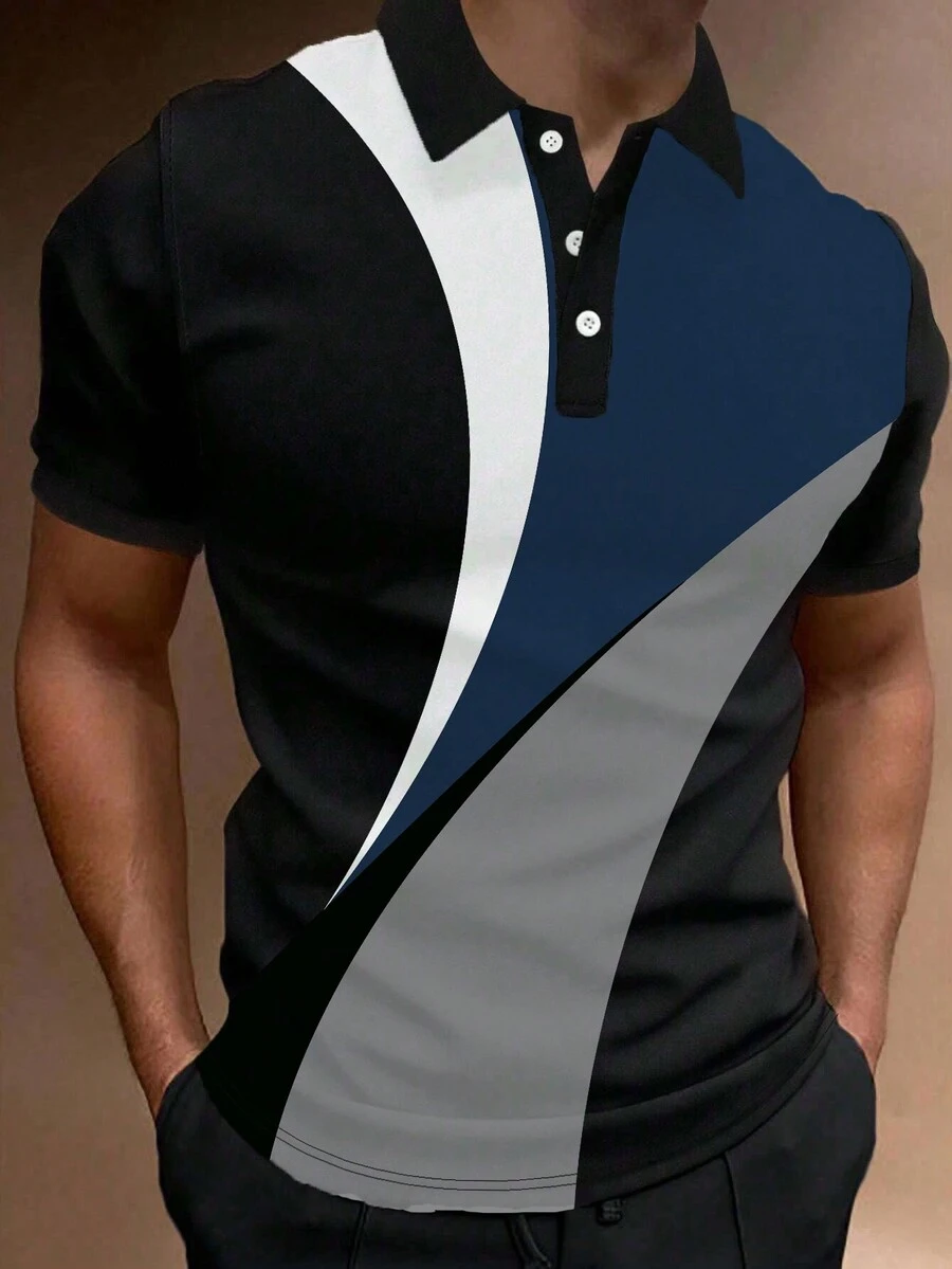 Manfinity Homme 男士撞色POLO衫 - 彩色 - 查看 1