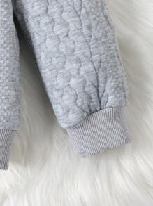 SHEIN Młoda dziewczyna Podszyte pluszem Z Kapturem Kurtki i spodnie dresowe Bez swetra