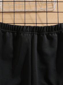 SHEIN 男大童字母補丁細節側翻蓋口袋衛褲 - 黑色 - 查看 4