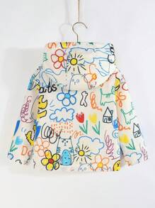 SHEIN 少女塗鴉印花拉鍊連帽外套 秋季 - 白色 - 查看 2