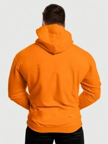 Manfinity Sport Corelite 男士字母圖案袋鼠口袋抽繩連帽運動衛衣