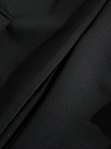 SHEIN 男大童字母補丁細節側翻蓋口袋衛褲 - 黑色 - 查看 6