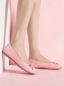 女童甜美仙女風瑪麗珍鞋粉紅色平底套腳樂福鞋適合秋冬日常穿著 - 粉色 - 查看 4