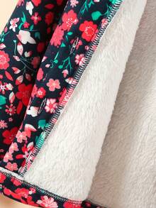 SHEIN 女小童印花毛絨內襯連帽夾克 - 寶藍色 - 查看 6