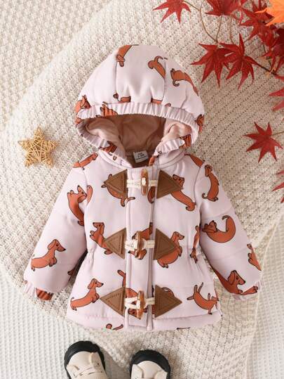 SHEIN Baby Boy Dog Print vadderad  med huva