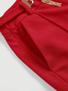 SHEIN MOD Anzughose mit Einfarbig Kette vorne, Naht Detail
