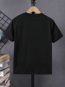 SHEIN Tween Boy Color Block Letter Patched Detail Tee