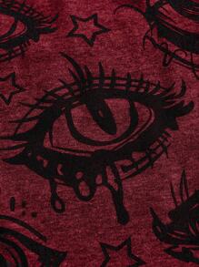 ROMWE Grunge Punk 眼睛印花抹胸，学校 - 紅色 - 查看 3