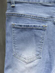 男大童破洞抽鬚漂白水洗牛仔褲 - 淺色水洗藍 - 查看 3