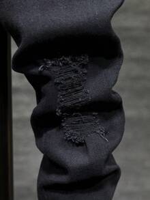 Jeans rasgados y deshilachados para niño joven - Negro - Ver 5