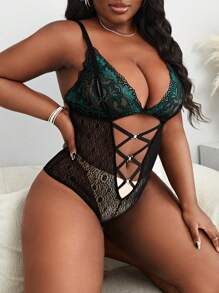 Classic Sexy Plus Body De Lingerie En Dentelle Croisé