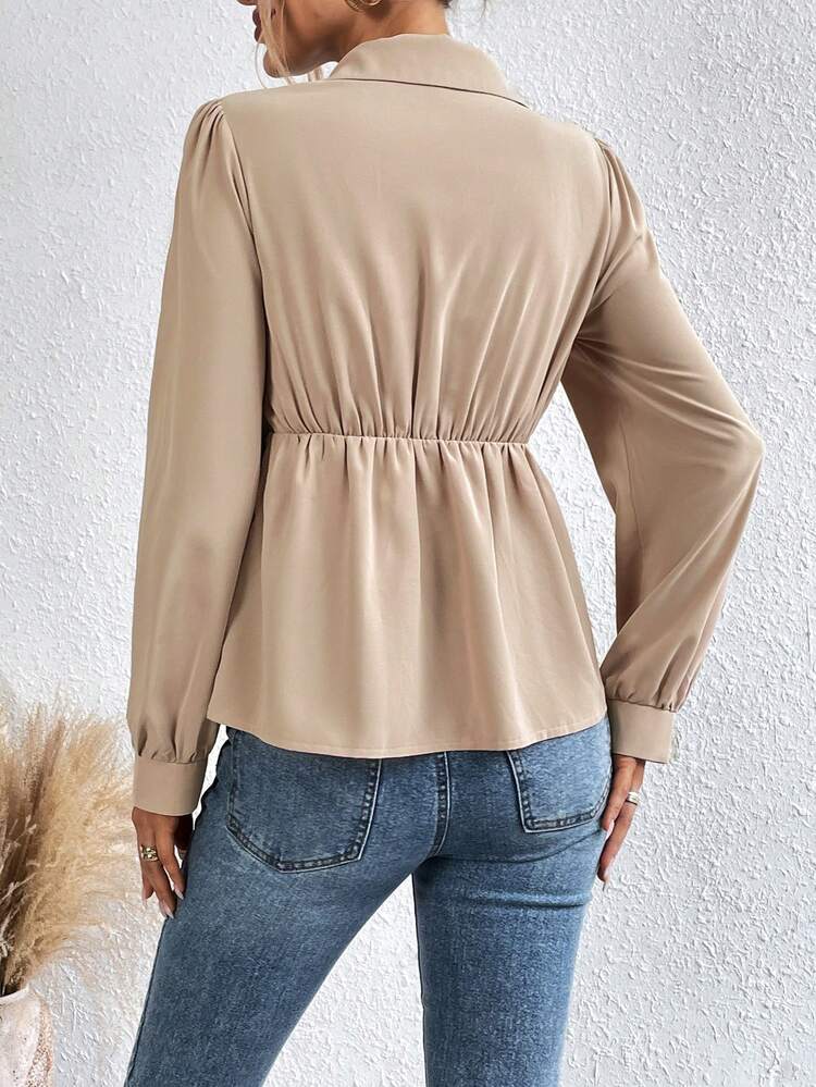 Solid Knot Side Wrap Blouse