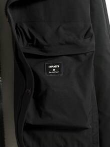 Manfinity Hypemode 男士翻蓋口袋抽繩下擺連帽夾克不帶T恤 - 黑色 - 查看 4