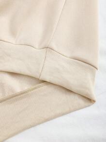 SHEIN Essnce 太阳和口号图案保暖内衬运动衫 BE THE LIGHT MATTHEW 5: 14 - 杏色 - 查看 7