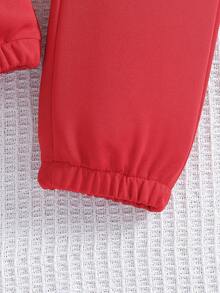 SHEIN Young Girl Figure Graphic Pants - Red - View 3