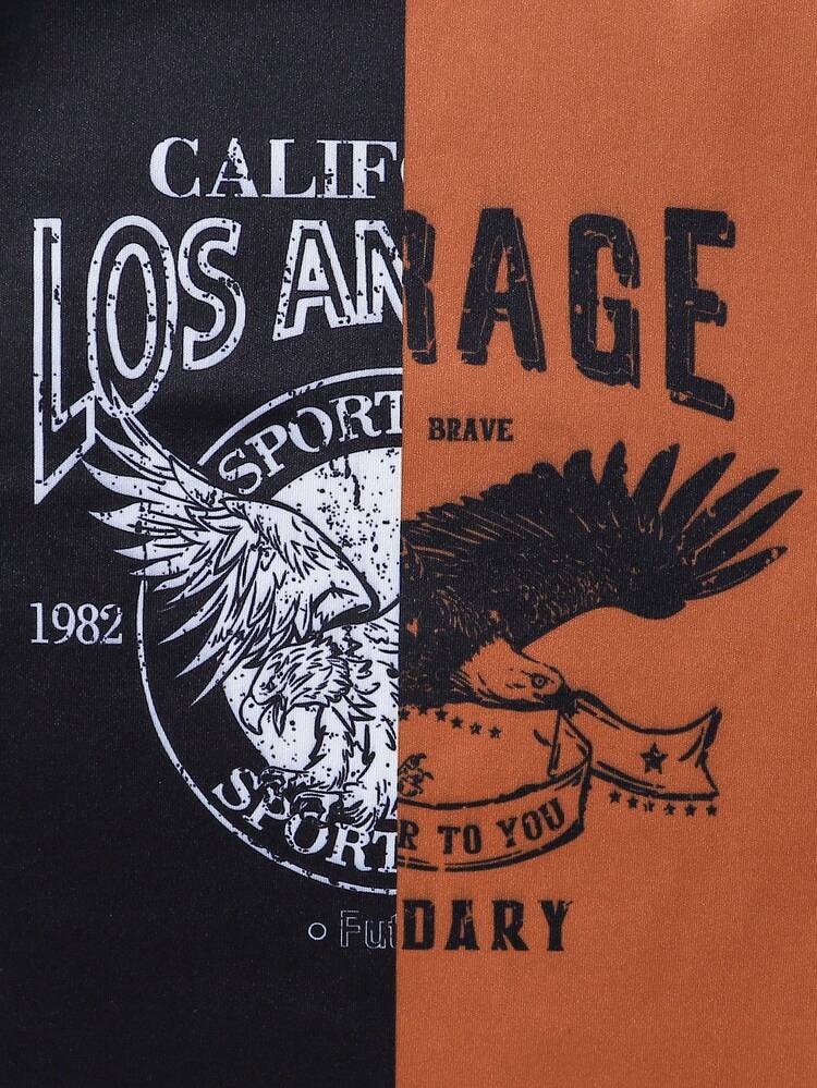 ヤングガール 文字グラフィック ストライプトリム ボンバージャケット & キャミドレス