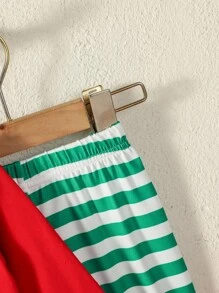 男嬰聖誕圖案連身背心&條紋圖案長褲&帽