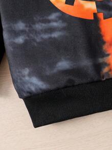 SHEIN Young Girl Tie Dye Cartoon Graphic Hoodie & Sweatpants - Multicolor - View 6