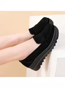 Women's Suede Thick Sole Increased Height Casual Loafers, Fashionable