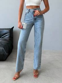 EURMUSE Straight Leg Jeans - Blue - View 3