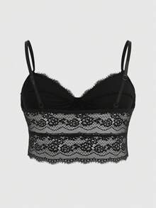 ROMWE Goth Plus Lace Underwire Bra - Black - View 2