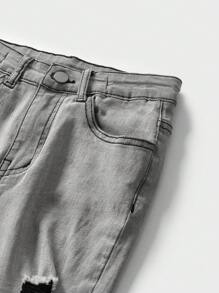 Chico preadolescente Jeans desgarro - Gris Claro - Ver 6