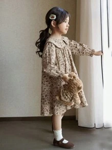 Cô Gái Trẻ In hoa Ditsy Cổ tròn Váy Smock - Nhiều màu - Xem 1